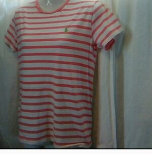 Ralph Lauren Pink and White Striped Tee